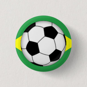 ブラジル国旗のサッカーボールピンバックボタンバッジ 缶バッジ
