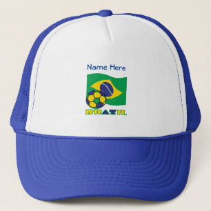 ブラジル国旗のサッカーボールブルーパーソナライゼーション キャップ