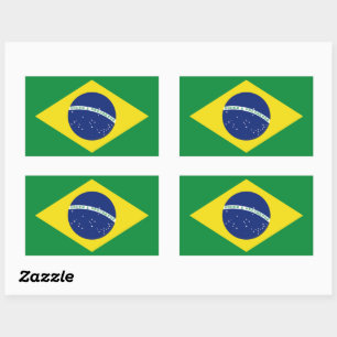ブラジル国旗のシール。Ordem e Progresso。 長方形シール