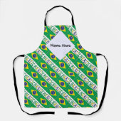 ブラジル国旗のタイル張りブラックパーソナライズされた エプロン (正面)