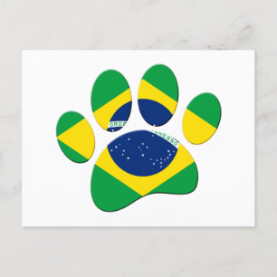 ブラジル国旗のドッグポープリント ポストカード