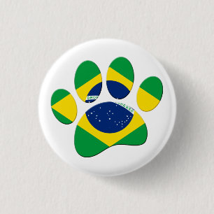 ブラジル国旗のドッグポープリント 缶バッジ