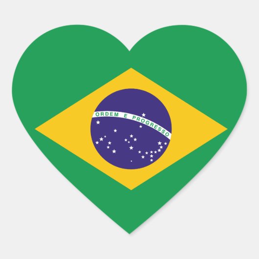 ブラジル国旗のハートシール ハートシール (正面)
