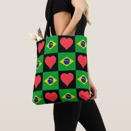 ブラジル国旗のハート模様パトリオティックブラジル トートバッグ