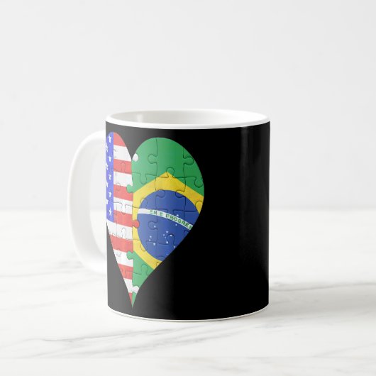 ブラジル国旗のハート コーヒーマグカップ (正面左)