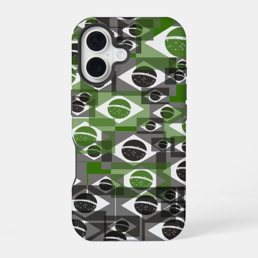 ブラジル国旗のパターン iPhone 16ケース (裏面)