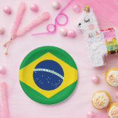 ブラジル国旗のプレート、パーティー、スポーツ、ブラジル ペーパープレート (パーティー)