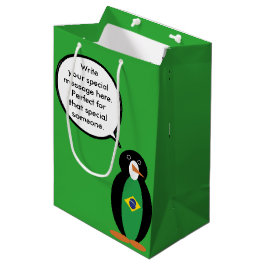 ブラジル国旗のペンギンさん カスタマイズギフト ミディアムペーパーバッグ