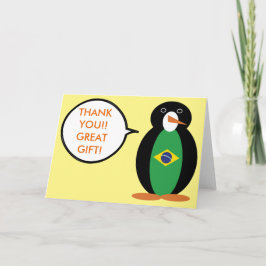ブラジル国旗のマス・ペンギン カスタマイズ商品 サンキューカード