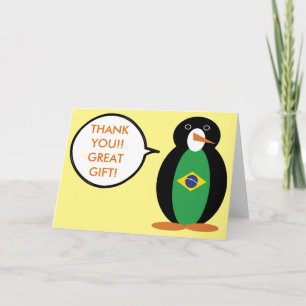 ブラジル国旗のマス・ペンギン カスタマイズ商品 サンキューカード