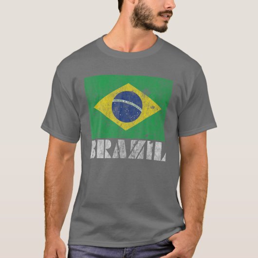 ブラジル国旗のヴィンテージ国のお土産Gif Tシャツ (正面)