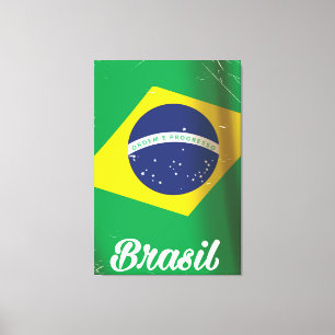 ブラジル国旗のヴィンテージ旅行ポスター キャンバスプリント