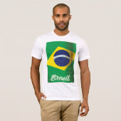 ブラジル国旗のヴィンテージ旅行ポスター Tシャツ (正面フル)