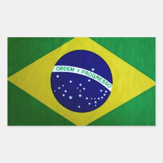 ブラジル国旗のヴィンテージ 長方形シール (正面)