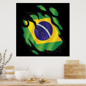 ブラジル国旗の丸クラシックいステッカー ポスター (キッチン)
