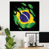 ブラジル国旗の丸クラシックいステッカー ポスター (ホームオフィス)