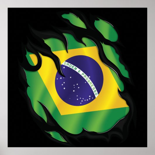 ブラジル国旗の丸クラシックいステッカー ポスター (正面)