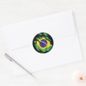 ブラジル国旗の丸クラシックいステッカー ラウンドシール (封筒)
