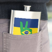 ブラジル国旗の勝利のサイン フラスク (インサイチュ)