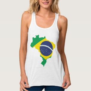 ブラジル国旗の地図スポーツT字の図 タンクトップ