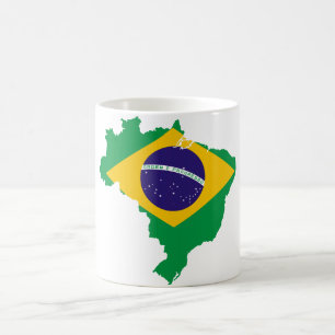 ブラジル国旗の地図 コーヒーマグカップ