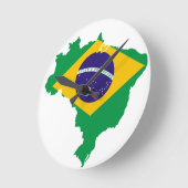 ブラジル国旗の地図 ラウンド壁時計 (傾斜)