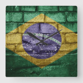 ブラジル国旗の壁 スクエア壁時計 (正面)