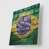 ブラジル国旗の壁 スクエア壁時計 (傾斜)