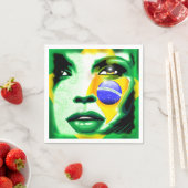 ブラジル国旗の女の子のポートレート紙_カクテル_ナプキンス スタンダードカクテルナプキン (インサイチュ)