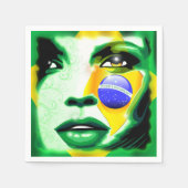 ブラジル国旗の女の子のポートレート紙_カクテル_ナプキンス スタンダードカクテルナプキン (正面)