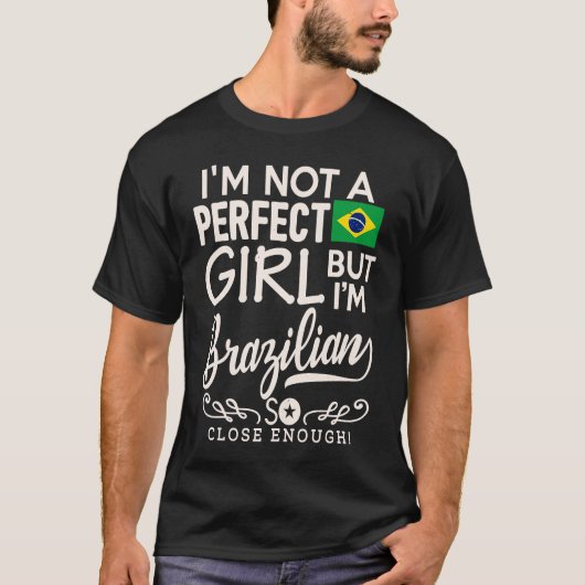 ブラジル国旗の女の子ブラジルプライド土産女性 Tシャツ (正面)