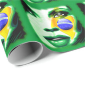 ブラジル国旗の女の子ポートレートラッピング_紙 ラッピングペーパー (ロールコーナー)