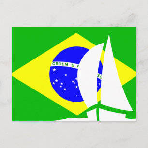 ブラジル国旗の帆船ブラジル航海の ポストカード