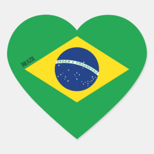 ブラジル国旗の愛国心 ハートシール