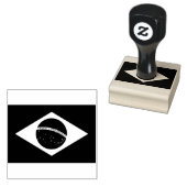 ブラジル国旗の木彫りスタンプ ラバースタンプ (押印)