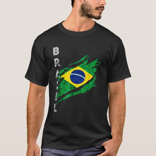 ブラジル国旗の英雄的なブラジルのルーツBrasilian Br Tシャツ (正面)