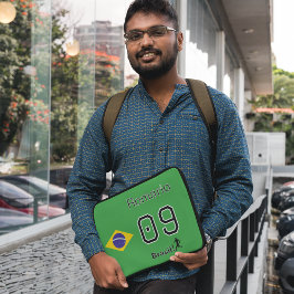 ブラジル国旗をデザインしたオーダーメイドサッカーファングッズ ラップトップスリーブ