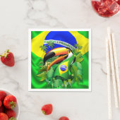 ブラジル国旗を持つトコトゥーカンFlagPaper_カクテル_Napkins スタンダードカクテルナプキン (インサイチュ)
