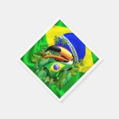 ブラジル国旗を持つトコトゥーカンFlagPaper_カクテル_Napkins スタンダードカクテルナプキン (角)