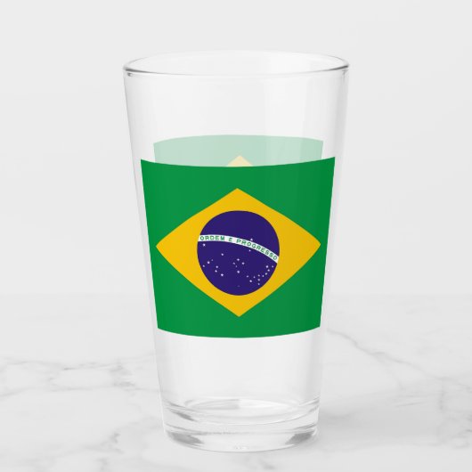 ブラジル国旗を持つ愛国的なガラス杯 タンブラーグラス (正面)