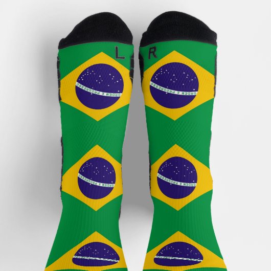 ブラジル国旗を持つ陸上競技用クルーソック ソックス (上部)