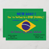 ブラジル国旗を掲げたベビーシャワー招待状 招待状 (正面/裏面)