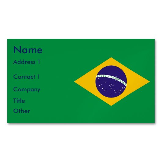 ブラジル国旗を掲げた名刺マグネット マグネット名刺 (正面)