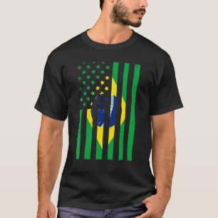 ブラジル国旗アメリカ合衆国国旗ブラジル Tシャツ