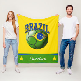ブラジル国旗サッカーボール|名前 フリースブランケット