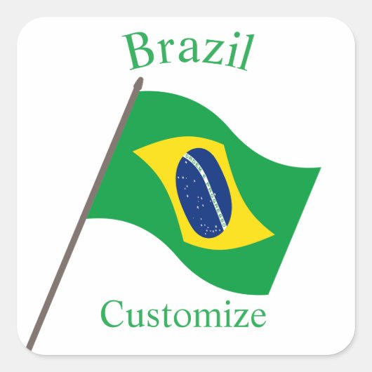ブラジル国旗サンダーカーヴ スクエアシール (正面)