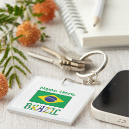 ブラジル国旗スクエアアクリル キーホルダー