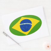 ブラジル国旗ステッカー 楕円形シール (封筒)