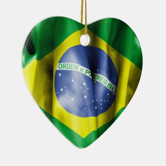 ブラジル国旗セラミックハートクリスマスデコレーション セラミックオーナメント (右)