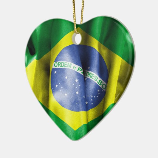 ブラジル国旗セラミックハートクリスマスデコレーション セラミックオーナメント (左)